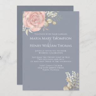 Invitation Rose Gold Elegant Aquarelle Floral Rose Folio