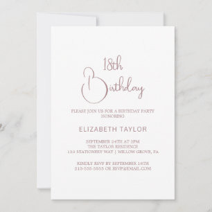 Invitation Rose Gold Élégant Calligraphie 18e Anniversaire 