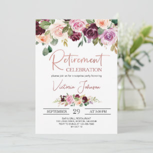 Invitation Rose Gold Elegant Script Surprise Retraite Party