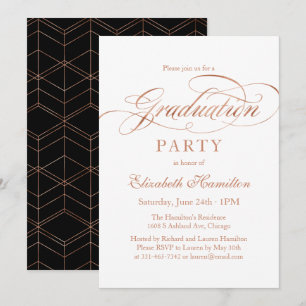 Invitation Rose Gold en feuille élégante écriture cérémonie d