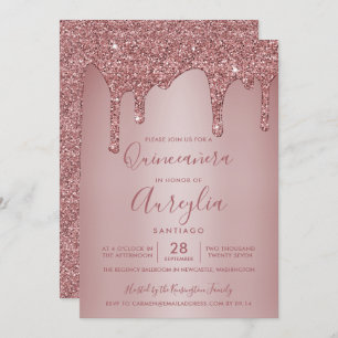 Invitation Rose Gold Éperche Parties scintillant Drives Quinc