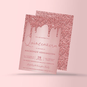 Invitation Rose Gold Éperche Parties scintillant Drives Quinc