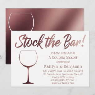 Invitation Rose Gold et blanc Stock le Bar Couples Douche