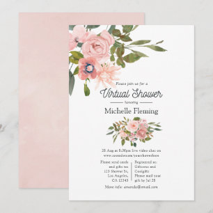 Invitation Rose Gold et Blush Floral Baby shower virtuel