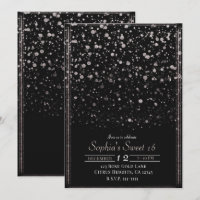Rose Gold et Confettis Noirs éclaboussés Fête Douc