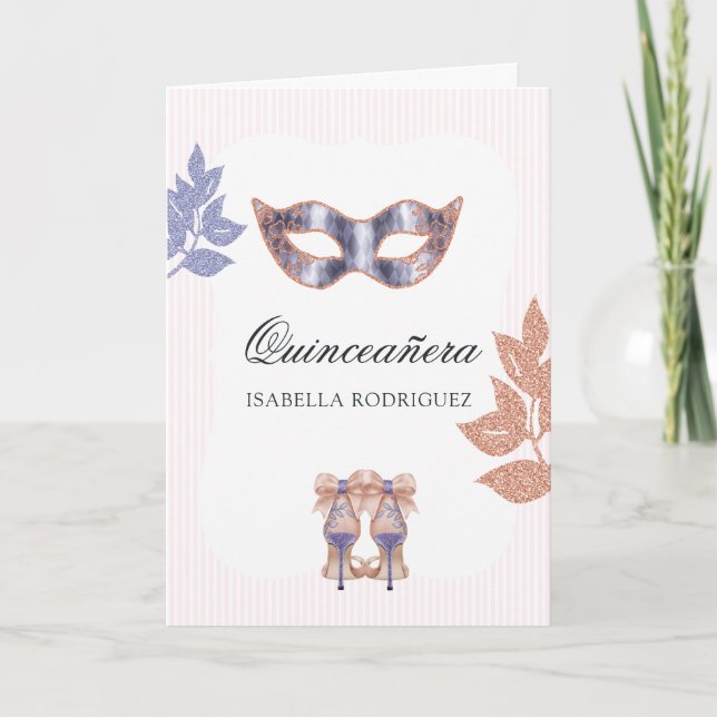 Invitation Rose Gold et Lilac Parties scintillant Princesse Q (Devant)