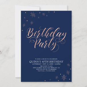 Invitation Rose Gold et Navy Élégance Moderne pour Anniversai
