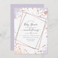 Rose Gold et Pastel Purple Baby shower géométrique