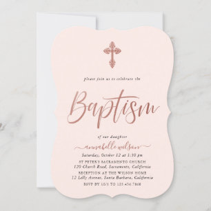 Invitation rose Gold Et Rose Girl Baptême