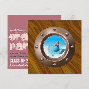 Invitation Rose Gold et rose pâle photo de graduation nautiqu