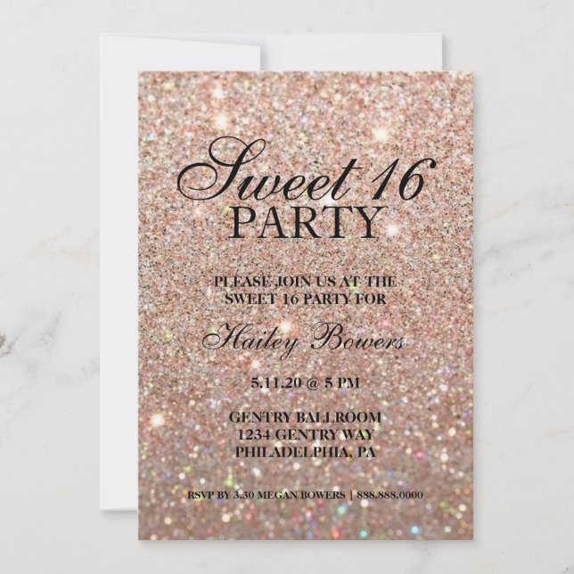 Invitation - Rose Gold Fab Sweet sixteen II (Devant)