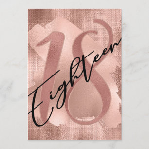 Invitation Rose Gold Faux Foil 18e anniversaire