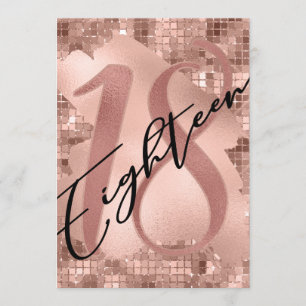 Invitation Rose Gold Faux Foil 18e anniversaire