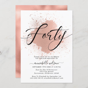 Invitation Rose Gold Faux Foil 40e anniversaire 
