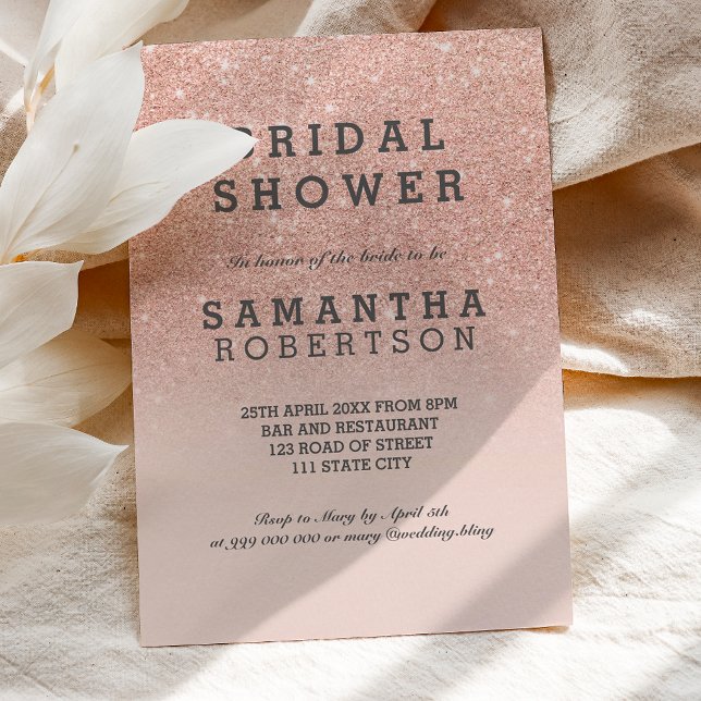 Invitation Rose gold faux pailleté rose douche de mariage (Créateur téléchargé)