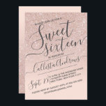 Invitation Rose Gold Faux Parties scintillant brillante Ombre<br><div class="desc">Cette invitation à la fête d'anniversaire élégante, féminine et chic en sweet sixteen est parfaite pour la jeune adolescente branchée et élégante. Il représente une fausse parties scintillant brillante en or rose et un dégradé rose rose brillant avec une configuration de typographie de script cursive personnalisée. C'est une touche glamour,...</div>