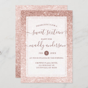 Invitation Rose Gold Faux Parties scintillant Élégante Sweet