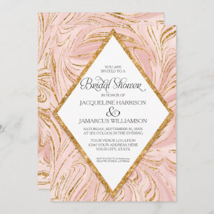 Invitation Rose Gold Faux Parties scintillant Marble Blush Fê