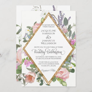 Invitation Rose Gold Faux Parties scintillant Romantique Pein