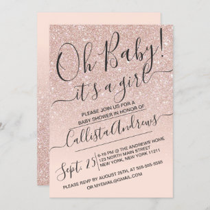 Invitation Rose Gold Faux Parties scintillant Sparkly Ombre B