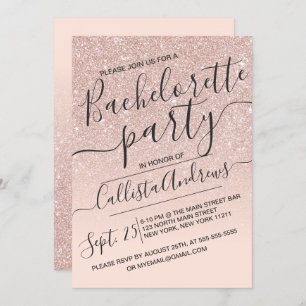 Invitation Rose Gold Faux Parties scintillant Sparkly Ombre B