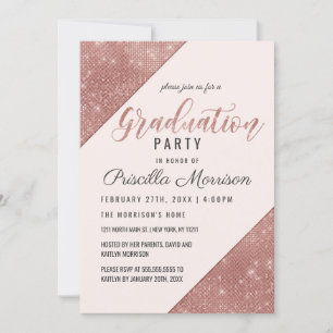 Invitation Rose Gold Faux Sparkling Parties scintillant Sequi
