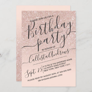 Invitation Rose Gold Faux Sparkly Parties scintillant Ombre A