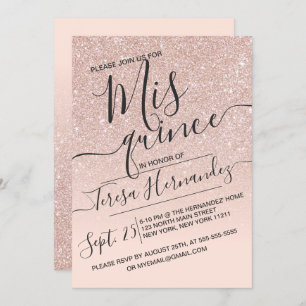 Invitation Rose Gold Faux Sparkly Parties scintillant Ombre Q