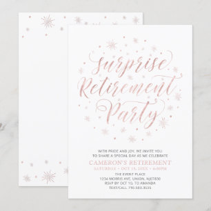 Invitation Rose gold   Fête de retraite surprise moderne