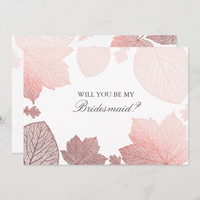 Invitation Rose Gold Feuille Mariage de automne Bridesmaid Pr (Devant / Derrière)