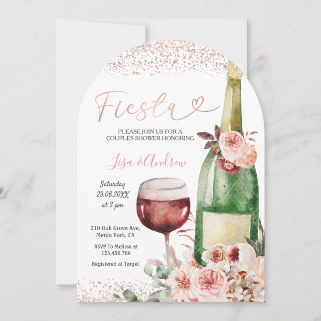 Invitation rose Gold Fiesta Couples Douche (Devant)