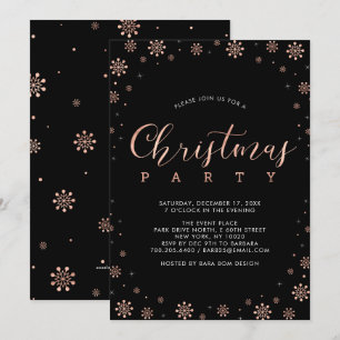 Invitation Rose Gold   Flocons de neige modernes pour une fêt