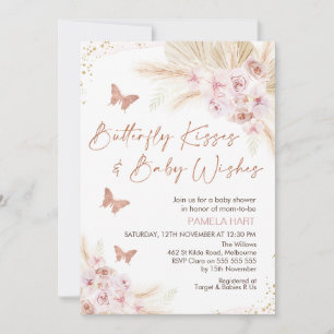 Invitation Rose Gold Floral Baisers Baby shower