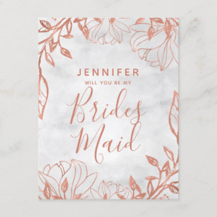 Invitation Rose Gold Floral Grey Serez-Vous Ma Femme D'Accuei