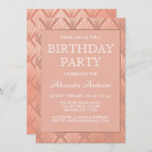 Invitation Rose Gold Foil Art Déco fête d'anniversaire
