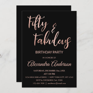 Invitation Rose Gold Foil Cinquante et fabuleux