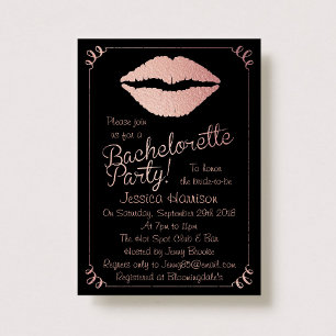 Invitation Rose Gold Foil Lips Bachelorette Party