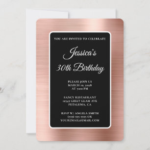 Invitation Rose Gold Foil noir et blanc 30e anniversaire