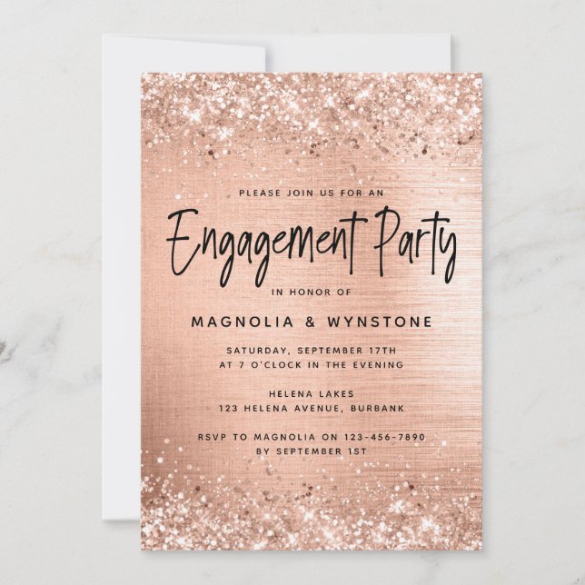 Invitation Rose Gold Foil Parties scintillant (Devant)