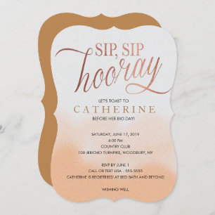Invitation Rose Gold Foil, Sip Hooray Fête de l'mariée