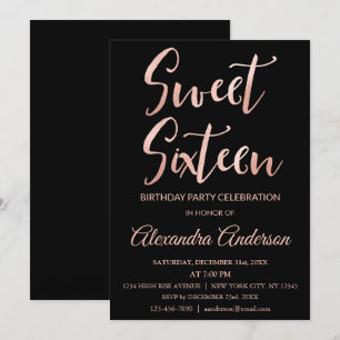 Invitation Rose Gold Foil Sweet 16 Anniversaire