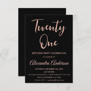 Invitation Rose Gold Foil Vingt et un 21e anniversaire