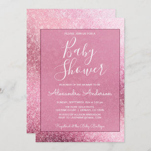 Invitation Rose Gold Girly Parties scintillant Sparkle Girl's