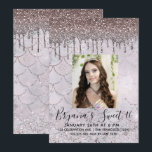 Invitation Rose Gold Glitter givré Rose givré Photo douce 16<br><div class="desc">ajoutez vos propres photos</div>