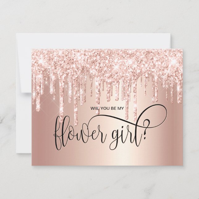 Invitation Rose gold gouttes seras-tu ma demoiselle d'honneur (Devant)