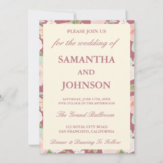Invitation Rose Gold Ivory Floral Monogram Photo Wedding