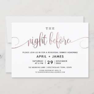 Invitation Rose Gold La Nuit Avant Le Dîner De Répétition