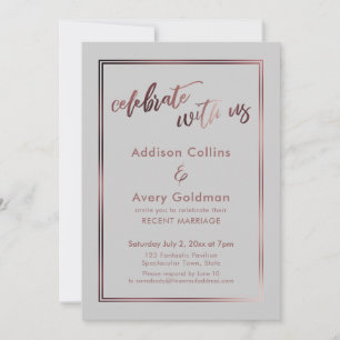 Invitation Rose Gold Light Gray Célébrez avec Nous Typographi