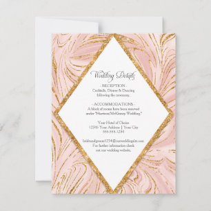 Invitation Rose Gold Marble Blush Pink Détails du Mariage