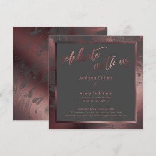 Invitation Rose Gold & Marbre Gris Foncé Célébrez avec Nous